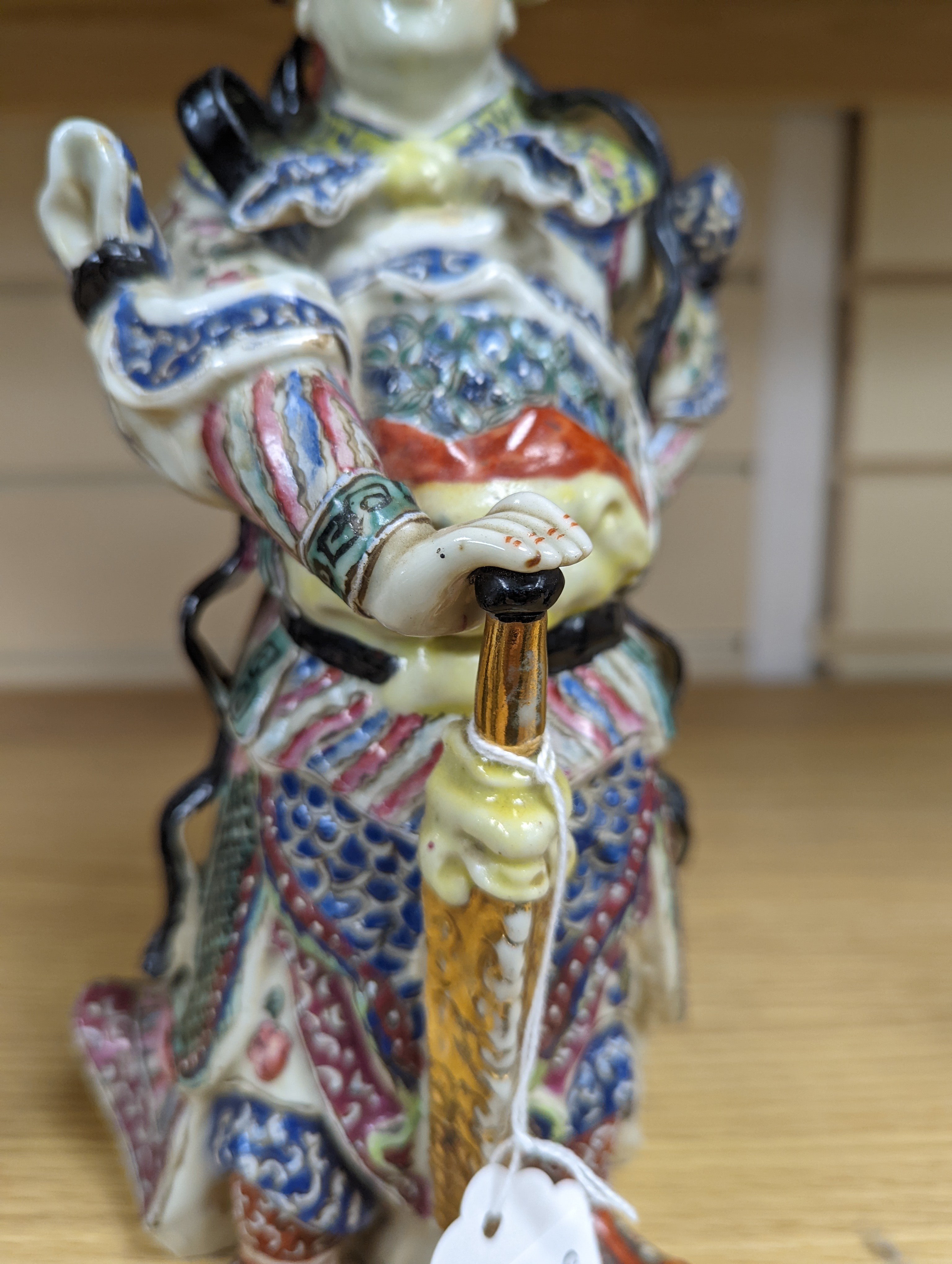 A Chinese enamelled porcelain figure of a General, Republic period, 26cm